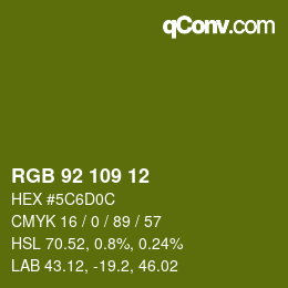 カラーコード: RGB 92 109 12 | qconv.com