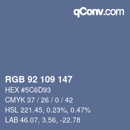 Color code: RGB 92 109 147 | qconv.com