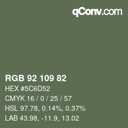 Color code: RGB 92 109 82 | qconv.com