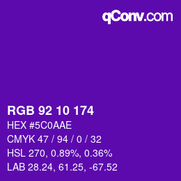 颜色代码: RGB 92 10 174 | qconv.com