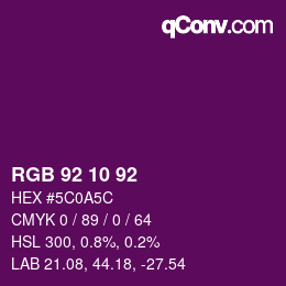 颜色代码: RGB 92 10 92 | qconv.com