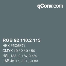 カラーコード: RGB 92 110.2 113 | qconv.com