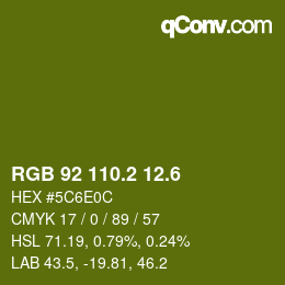 カラーコード: RGB 92 110.2 12.6 | qconv.com