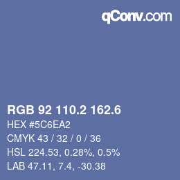 カラーコード: RGB 92 110.2 162.6 | qconv.com