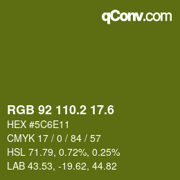 カラーコード: RGB 92 110.2 17.6 | qconv.com