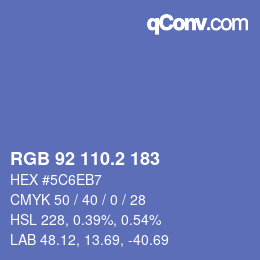 カラーコード: RGB 92 110.2 183 | qconv.com