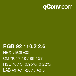 カラーコード: RGB 92 110.2 2.6 | qconv.com