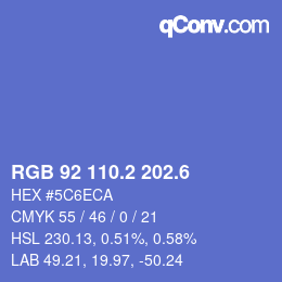 カラーコード: RGB 92 110.2 202.6 | qconv.com