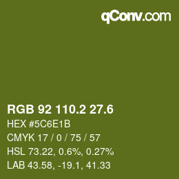 カラーコード: RGB 92 110.2 27.6 | qconv.com