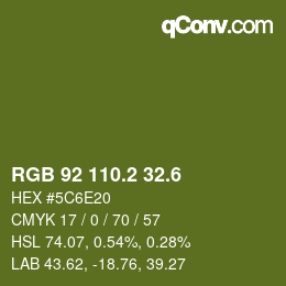 カラーコード: RGB 92 110.2 32.6 | qconv.com