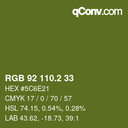 カラーコード: RGB 92 110.2 33 | qconv.com