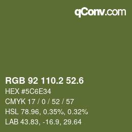 カラーコード: RGB 92 110.2 52.6 | qconv.com