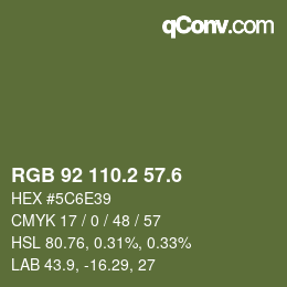 カラーコード: RGB 92 110.2 57.6 | qconv.com