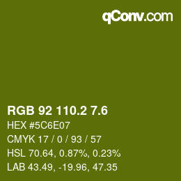 カラーコード: RGB 92 110.2 7.6 | qconv.com
