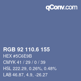 カラーコード: RGB 92 110.6 155 | qconv.com
