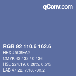 カラーコード: RGB 92 110.6 162.6 | qconv.com