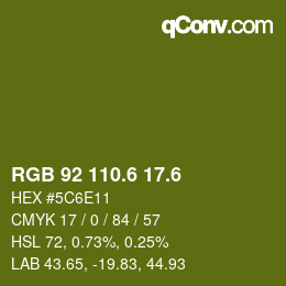 カラーコード: RGB 92 110.6 17.6 | qconv.com