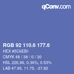 カラーコード: RGB 92 110.6 177.6 | qconv.com