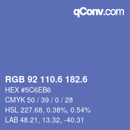 カラーコード: RGB 92 110.6 182.6 | qconv.com