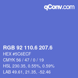 カラーコード: RGB 92 110.6 207.6 | qconv.com