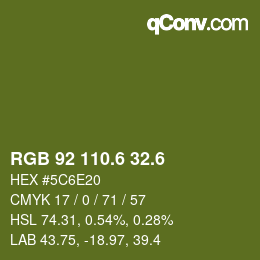 カラーコード: RGB 92 110.6 32.6 | qconv.com