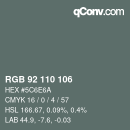 Código de color: RGB 92 110 106 | qconv.com