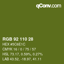 Color code: RGB 92 110 28 | qconv.com