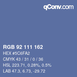 カラーコード: RGB 92 111 162 | qconv.com