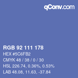 颜色代码: RGB 92 111 178 | qconv.com