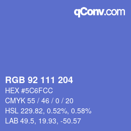 颜色代码: RGB 92 111 204 | qconv.com