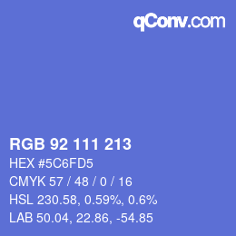 Color code: RGB 92 111 213 | qconv.com