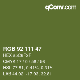 Código de color: RGB 92 111 47 | qconv.com