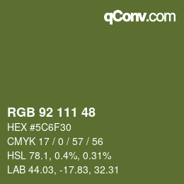 カラーコード: RGB 92 111 48 | qconv.com