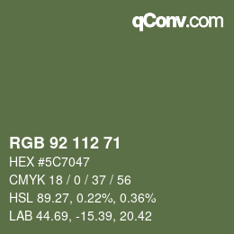 Color code: RGB 92 112 71 | qconv.com