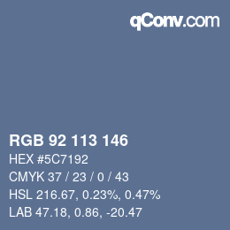 Color code: RGB 92 113 146 | qconv.com