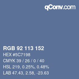 Color code: RGB 92 113 152 | qconv.com