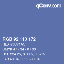 Color code: RGB 92 113 172 | qconv.com