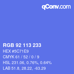 カラーコード: RGB 92 113 233 | qconv.com