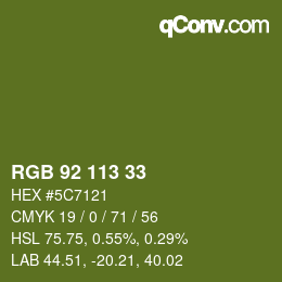 Color code: RGB 92 113 33 | qconv.com