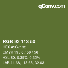 Color code: RGB 92 113 50 | qconv.com