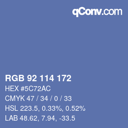 Color code: RGB 92 114 172 | qconv.com