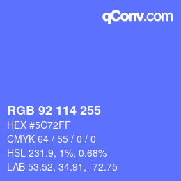 Color code: RGB 92 114 255 | qconv.com