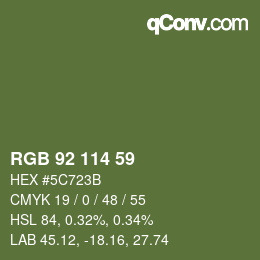 Código de color: RGB 92 114 59 | qconv.com