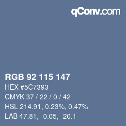 颜色代码: RGB 92 115 147 | qconv.com