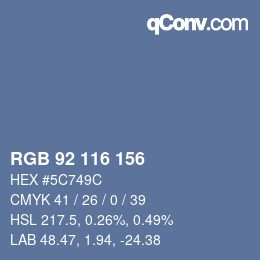 カラーコード: RGB 92 116 156 | qconv.com