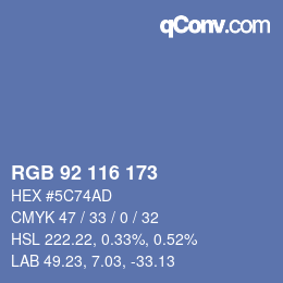 Color code: RGB 92 116 173 | qconv.com