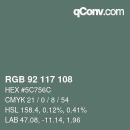 カラーコード: RGB 92 117 108 | qconv.com