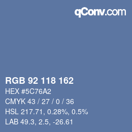 颜色代码: RGB 92 118 162 | qconv.com