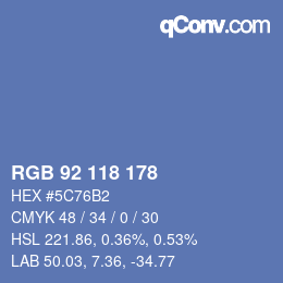 颜色代码: RGB 92 118 178 | qconv.com