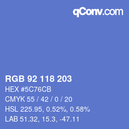 Color code: RGB 92 118 203 | qconv.com